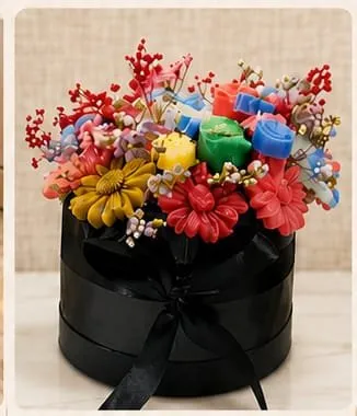 Floral Candle Bouquet — A blend of floral candles and dried flowers, made for gifting.